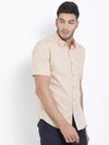 t-base Gold Solid Cotton Casual Shirt