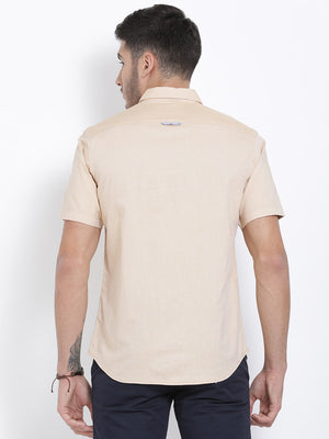 t-base Gold Solid Cotton Casual Shirt