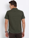 t-base Olive Solid Cotton Casual Shirt