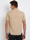 t-base Beige Solid Cotton Casual Shirt