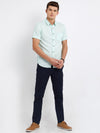 t-base Light Green Solid Cotton Casual Shirt