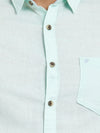 t-base Light Green Solid Cotton Casual Shirt
