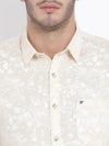 t-base Beige Printed Cotton Casual Shirt