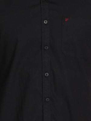 t-base Black Oxford Solid Cotton Casual Shirt