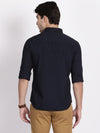 t-base Navy Oxford Solid Cotton Casual Shirt