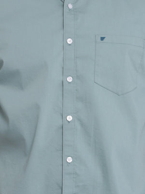 t-base Beryl Green Twill Cotton Polyster Stretch Casual Shirt