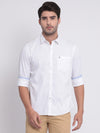 t-base White Twill Cotton Polyster Stretch Casual Shirt