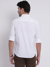 t-base White Dobby Cotton Stretch Casual Shirt