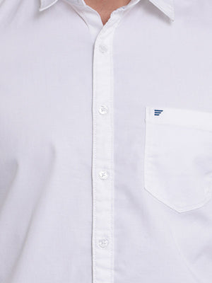 t-base White Dobby Cotton Stretch Casual Shirt