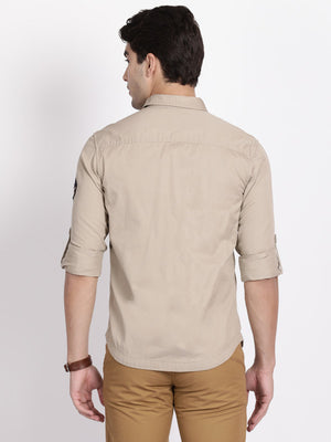 t-base Sand Twill Army Cotton Casual Shirt