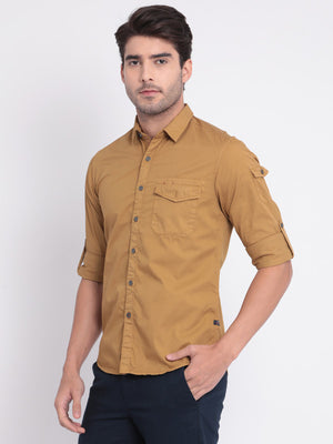 t-base Musterd Solid Od  Cotton Casual Shirt