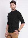 t-base Black Solid Dobby Cotton Stretch Casual Shirt