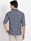 t-base Flokstone Grey Melange Twill Checks Cotton Casual Shirt