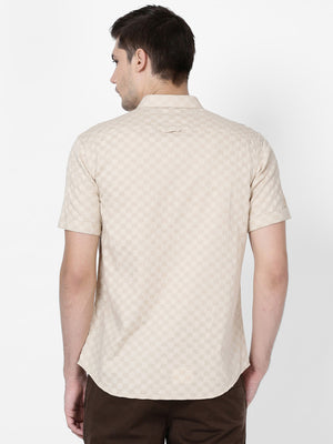 t-base Beige Cotton Printed Shirt