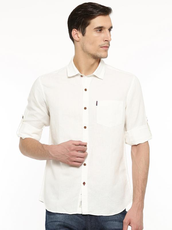 Cotton linen solid shirt - tbase