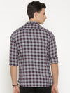 t-base Grey Checked Cotton Casual Shirt