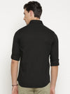 t-base Black Solid Cotton Casual Shirt