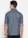 t-base Blue Printed Cotton Casual Shirt