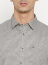 t-base GreySelf DesignCotton Casual Shirt