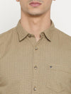 t-base KhakiSelf DesignCotton Casual Shirt