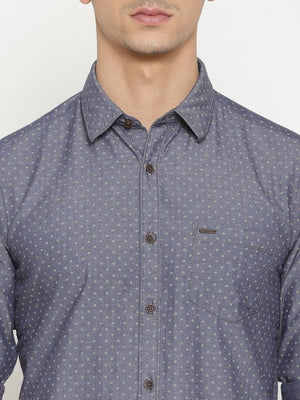 t-base Blue Solid Cotton Casual Shirt