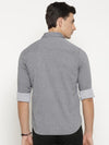 t-base Grey Self Design Cotton Casual Shirt