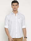 t-base White Printed Cotton Casual Shirt