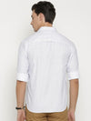 t-base White Printed Cotton Casual Shirt