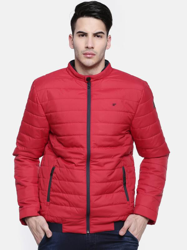 t-base Red Solid Quilted Jacket