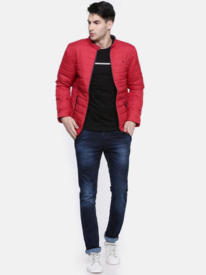t-base Red Solid Quilted Jacket