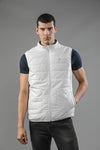 t-base Men White Nylon Solid Puffer Jacket