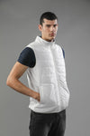 t-base Men White Nylon Solid Puffer Jacket