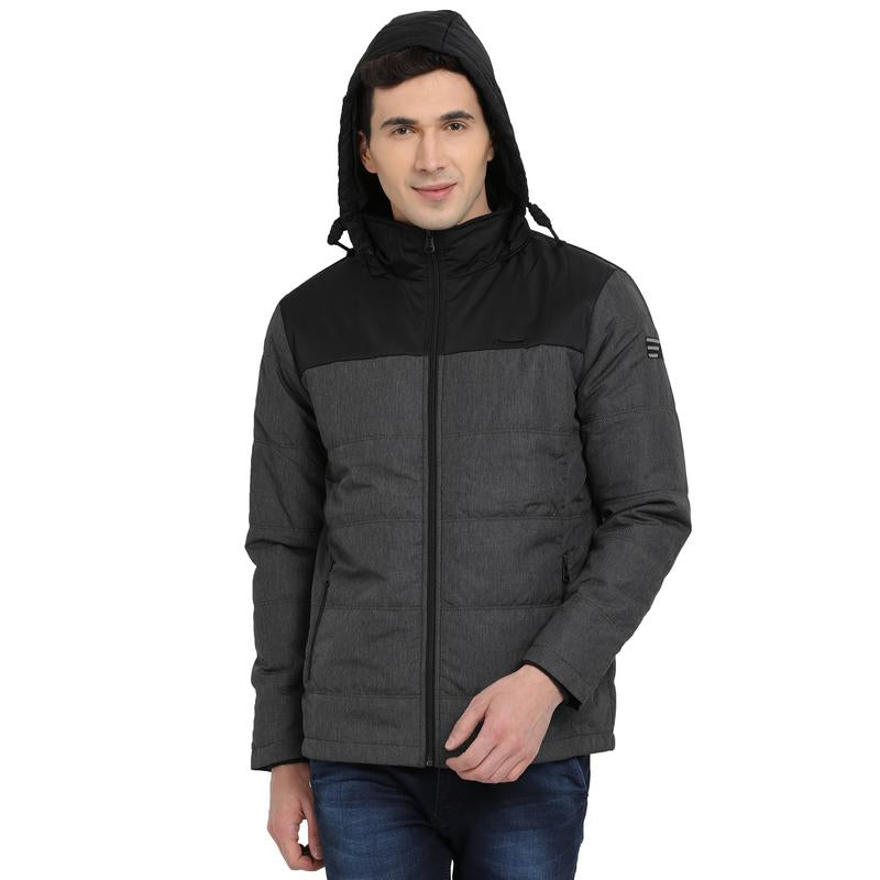 t-base black colourblocked padded jacket