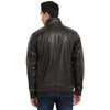 t-base brown faux leather bomber jacket
