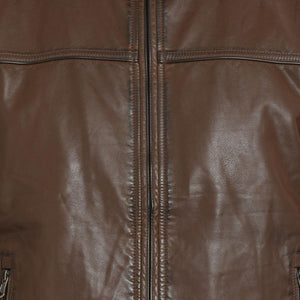 t-base brown faux leather bomber jacket
