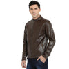 t-base brown faux leather biker jacket