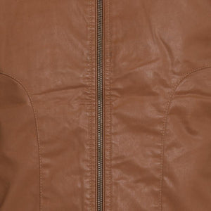 t-base brown cotton biker jacket