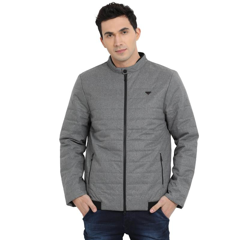 t-base grey solid padded jacket