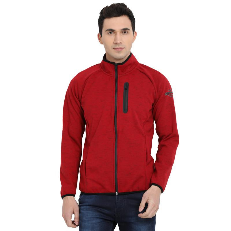 t-base red self design sporty jacket