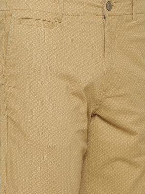t-base Men's Khaki Cotton Printed Chino Short