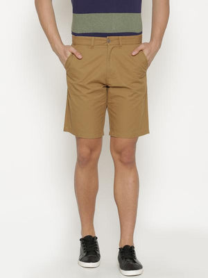t-base Men's Khaki Cotton Solid Chino Short