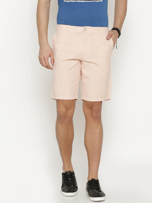 t-base Men's Orange Cotton Solid Chino Short