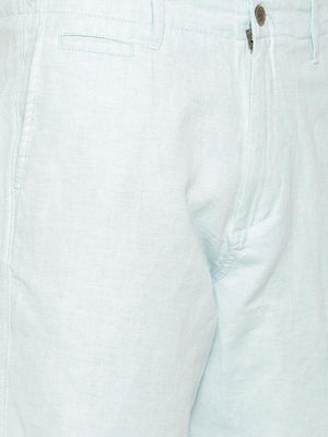 t-base Men's Blue Cotton Solid Chino Short
