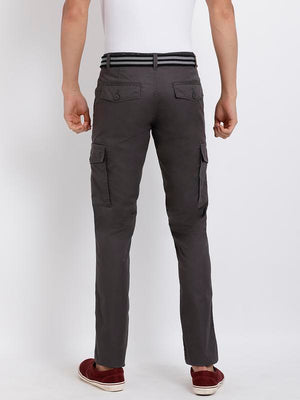t-base men's grey solid cargo pants