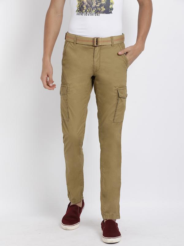 t-base men's khaki solid cargo pants