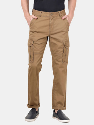 Khaki Solid Cargo Pants