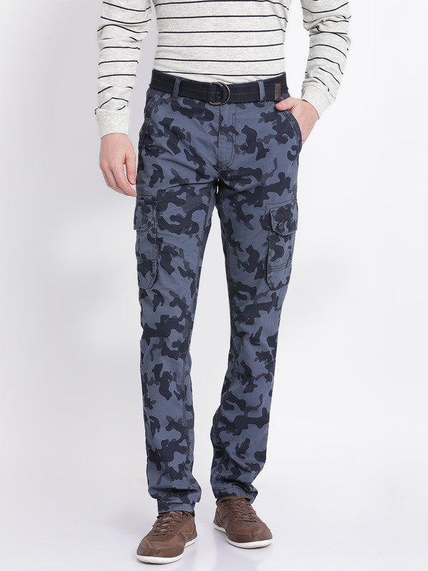 Ombre Blue Printed Cargo Pants
