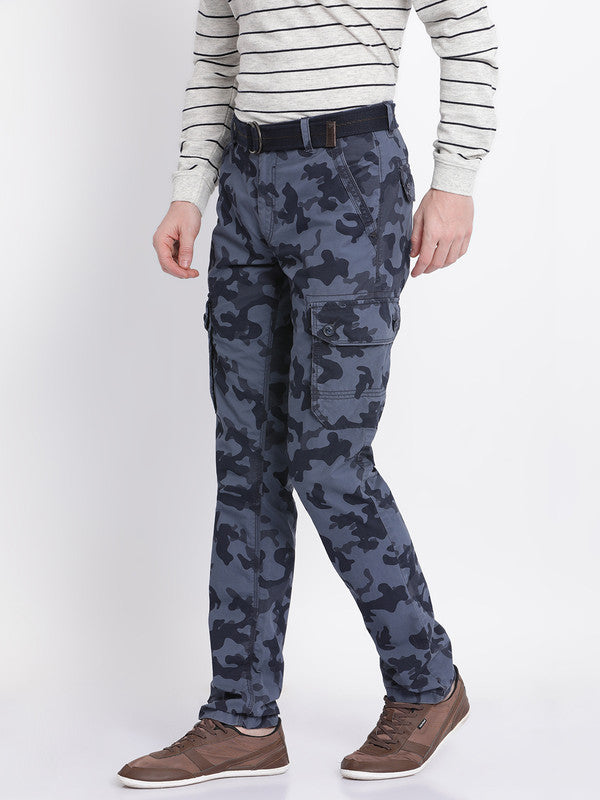 Ombre Blue Printed Cargo Pants