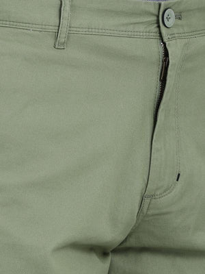 t-base Green Cotton Solid Basic Shorts