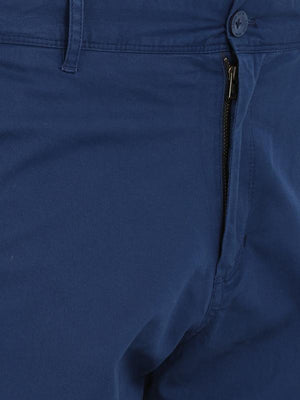t-base Blue Cotton Solid Basic Shorts